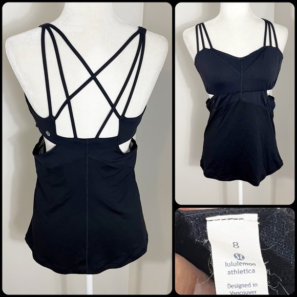 Lululemon Exquisite Tank II BLACK Strappy Workout Tank Top - SIZE 8 - Picture 1 of 11
